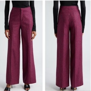 Wilfred Magenta Checkered Wide-Leg Pants